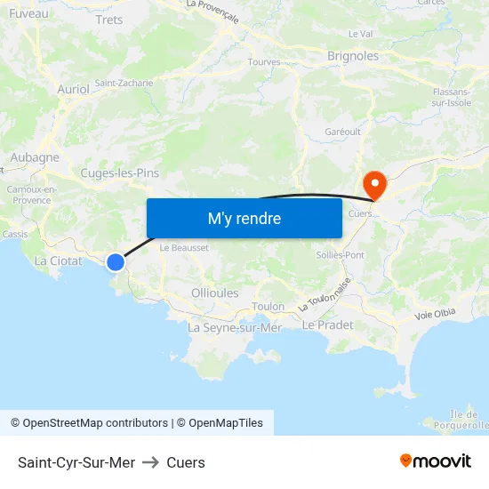 Saint-Cyr-Sur-Mer to Cuers map