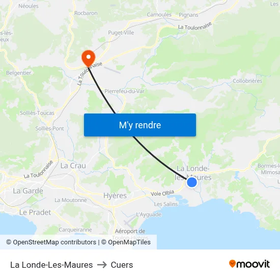 La Londe-Les-Maures to Cuers map