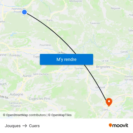 Jouques to Cuers map