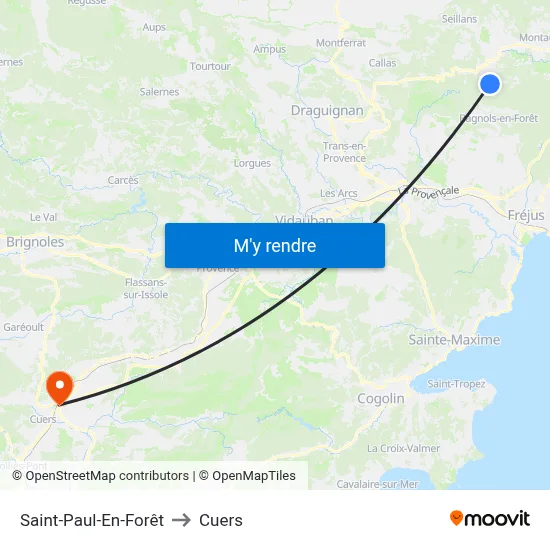 Saint-Paul-En-Forêt to Cuers map