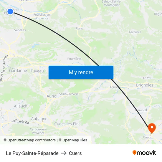 Le Puy-Sainte-Réparade to Cuers map