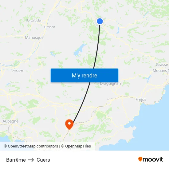 Barrême to Cuers map