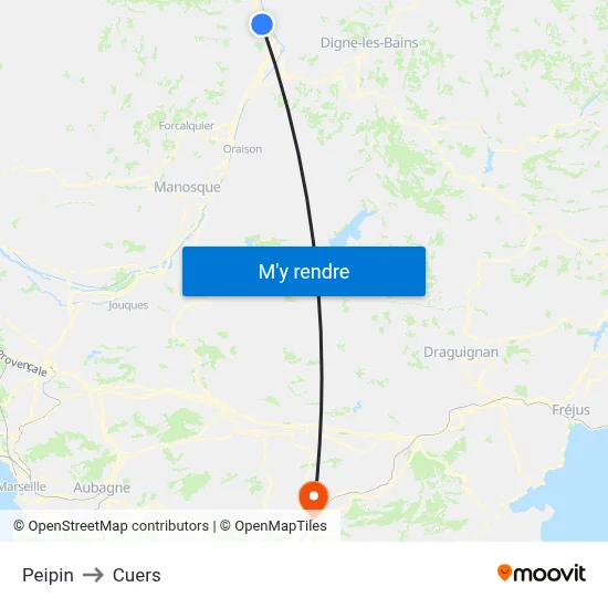 Peipin to Cuers map