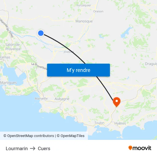 Lourmarin to Cuers map