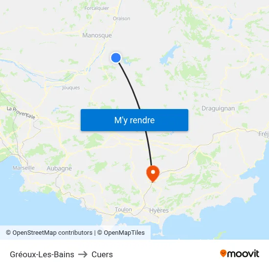 Gréoux-Les-Bains to Cuers map