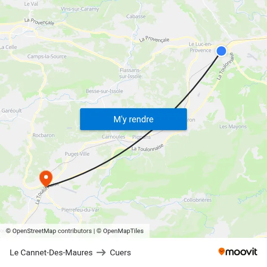 Le Cannet-Des-Maures to Cuers map