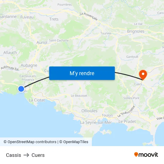 Cassis to Cuers map