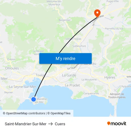 Saint-Mandrier-Sur-Mer to Cuers map