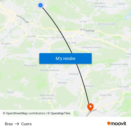 Bras to Cuers map