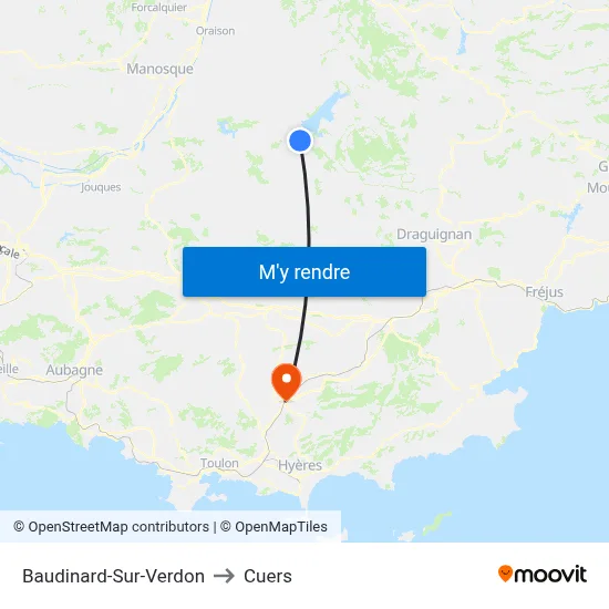 Baudinard-Sur-Verdon to Cuers map