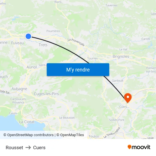 Rousset to Cuers map