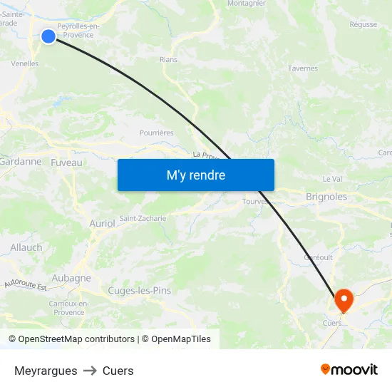 Meyrargues to Cuers map