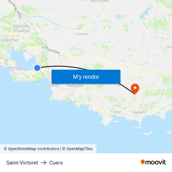 Saint-Victoret to Cuers map