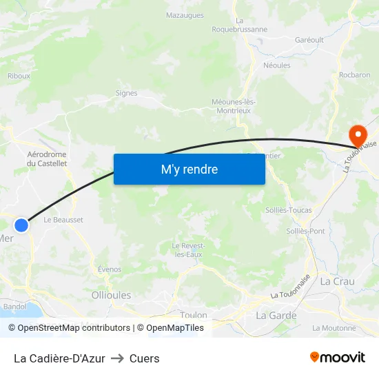 La Cadière-D'Azur to Cuers map
