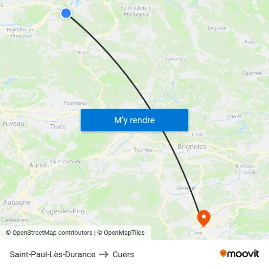Saint-Paul-Lès-Durance to Cuers map