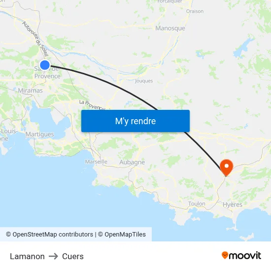 Lamanon to Cuers map