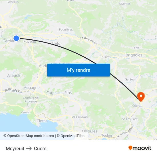 Meyreuil to Cuers map