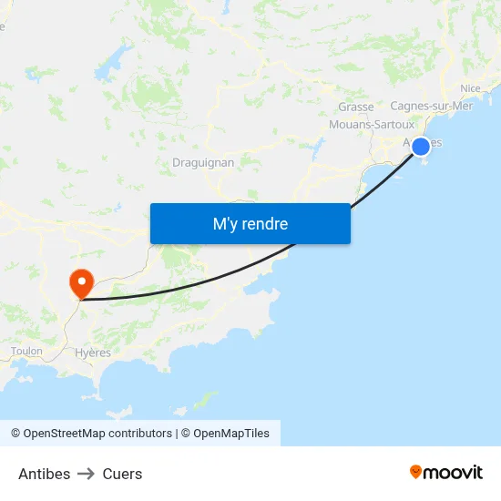 Antibes to Cuers map