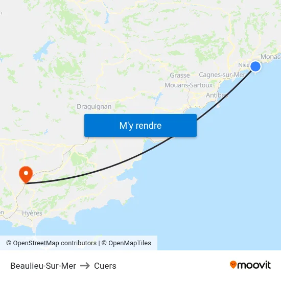 Beaulieu-Sur-Mer to Cuers map