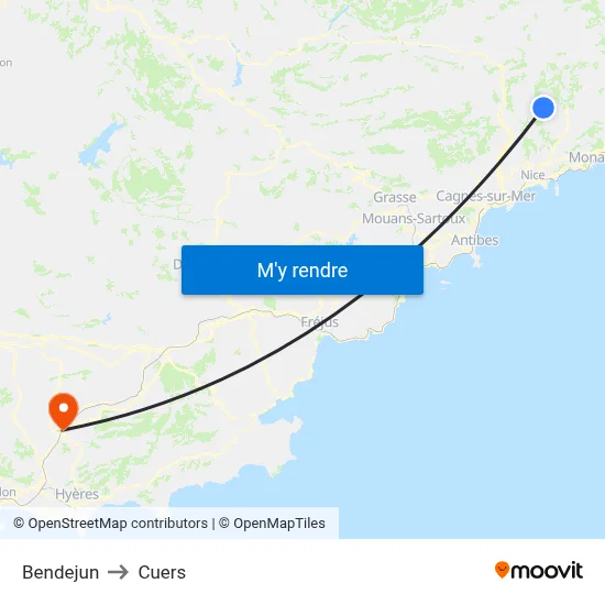 Bendejun to Cuers map