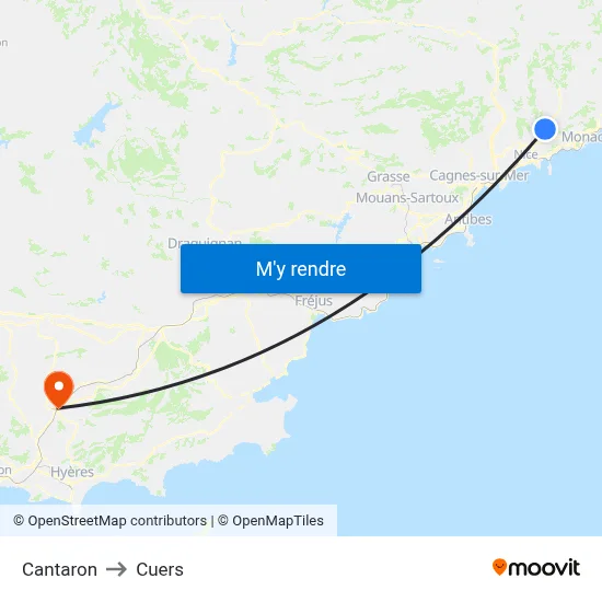 Cantaron to Cuers map