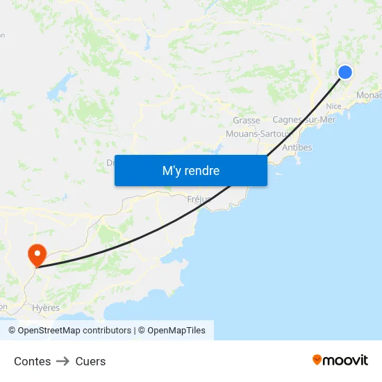 Contes to Cuers map