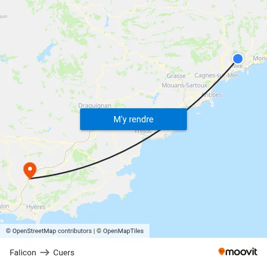 Falicon to Cuers map