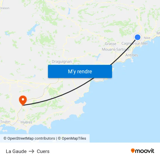 La Gaude to Cuers map