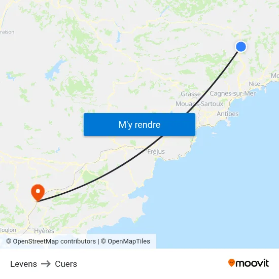 Levens to Cuers map