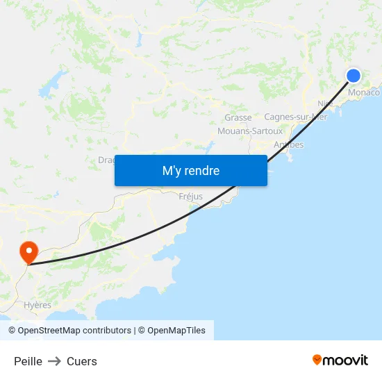 Peille to Cuers map