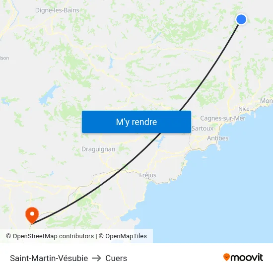 Saint-Martin-Vésubie to Cuers map