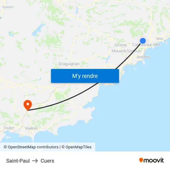 Saint-Paul to Cuers map