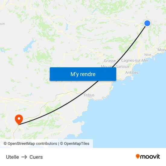 Utelle to Cuers map