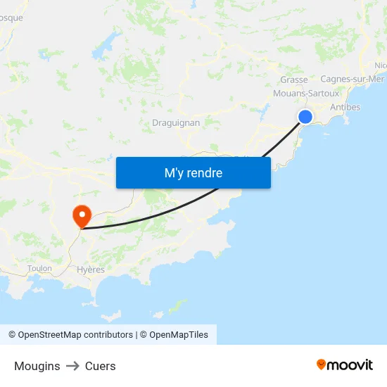 Mougins to Cuers map