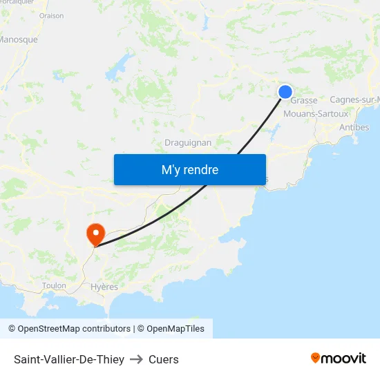 Saint-Vallier-De-Thiey to Cuers map
