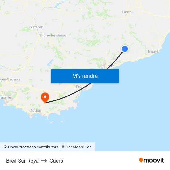 Breil-Sur-Roya to Cuers map