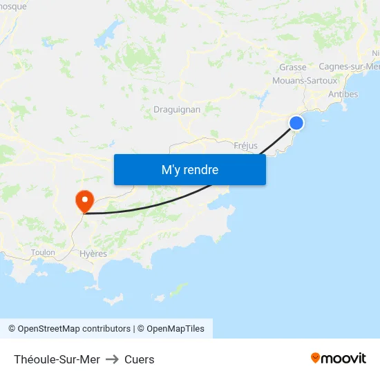 Théoule-Sur-Mer to Cuers map