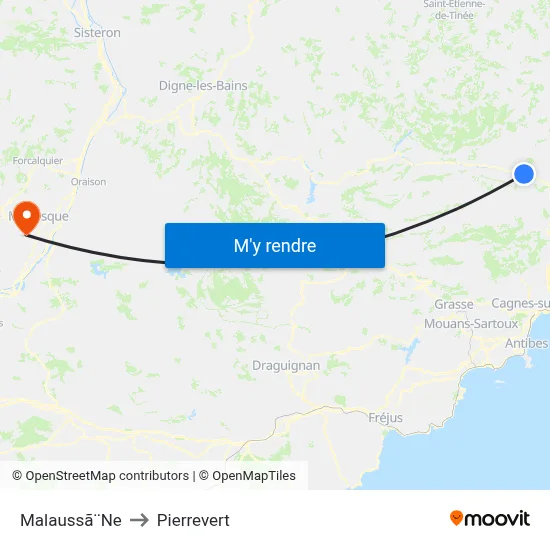 Malaussã¨Ne to Pierrevert map