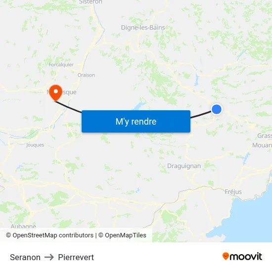 Seranon to Pierrevert map