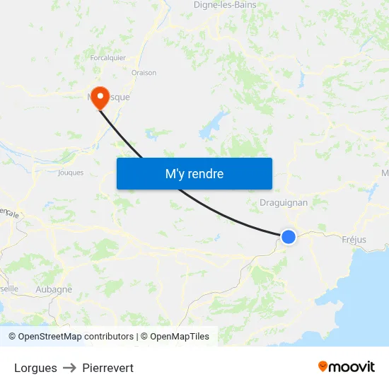 Lorgues to Pierrevert map