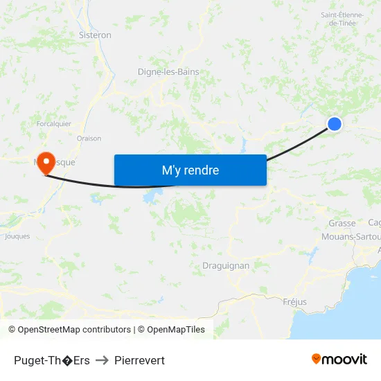 Puget-Th�Ers to Pierrevert map