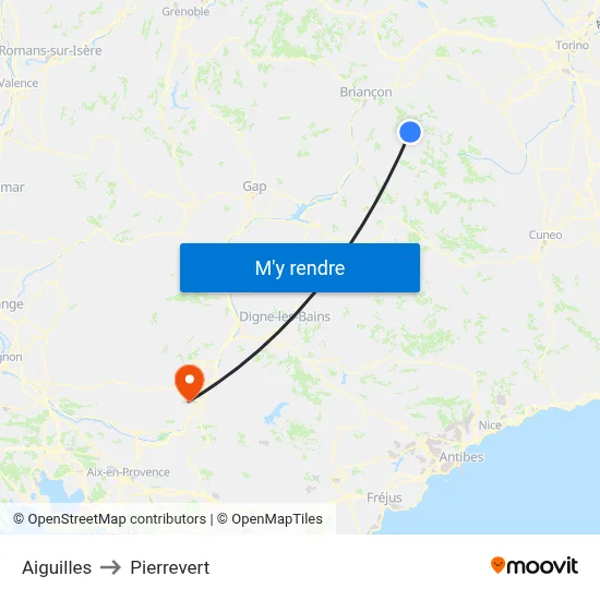 Aiguilles to Pierrevert map