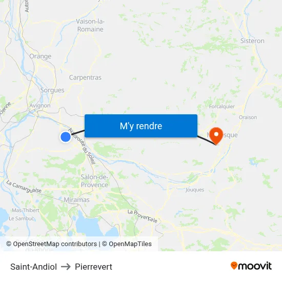 Saint-Andiol to Pierrevert map