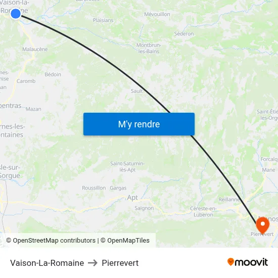 Vaison-La-Romaine to Pierrevert map