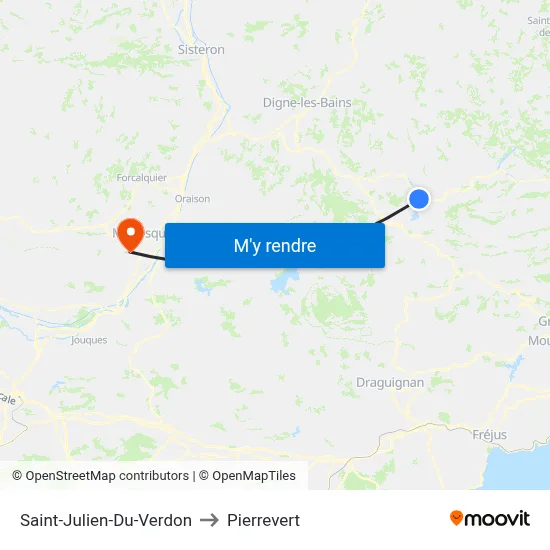 Saint-Julien-Du-Verdon to Pierrevert map