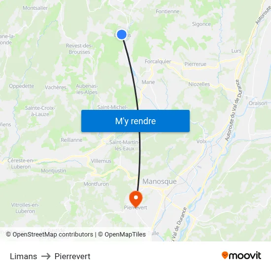 Limans to Pierrevert map