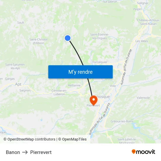 Banon to Pierrevert map