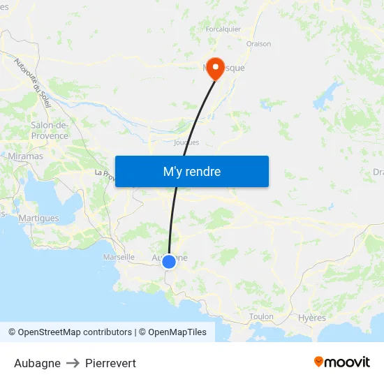 Aubagne to Pierrevert map