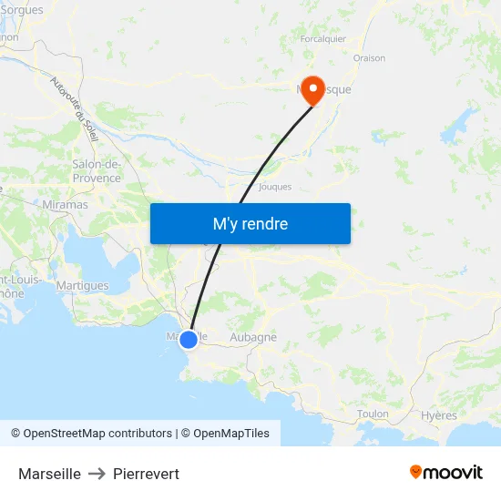 Marseille to Pierrevert map