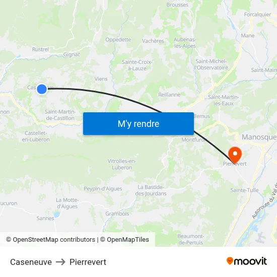 Caseneuve to Pierrevert map